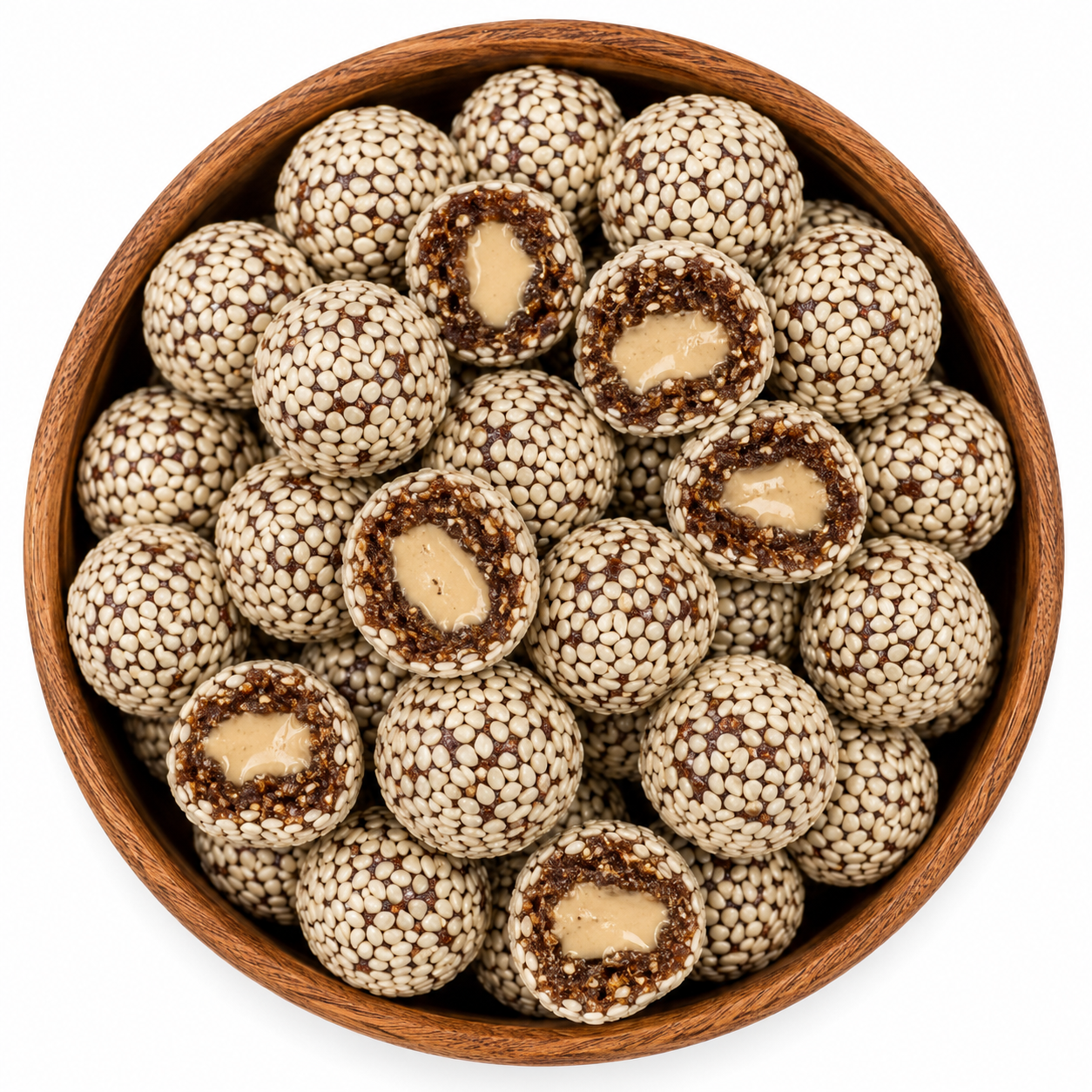 توپک خرمایی با مغز ارده و روکش کنجد